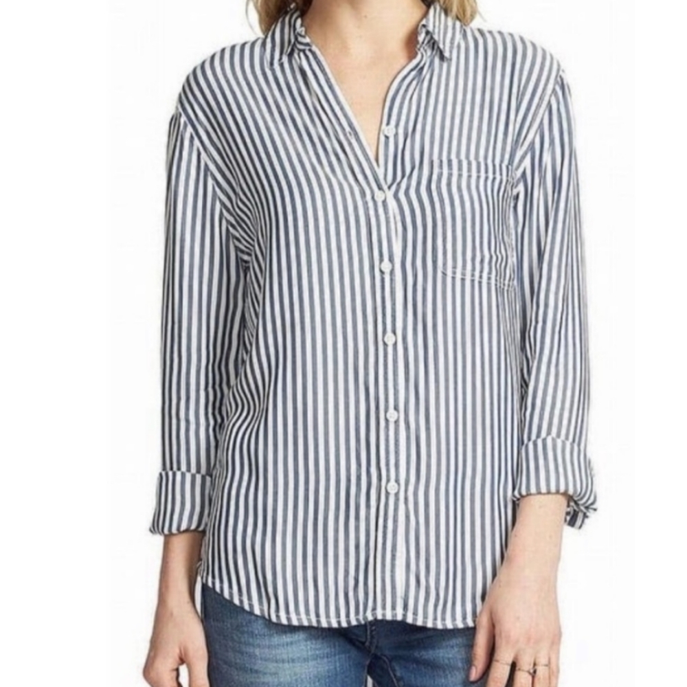 Beach Lunch Lounge Blue Striped Blouse - Picture 4 of 7